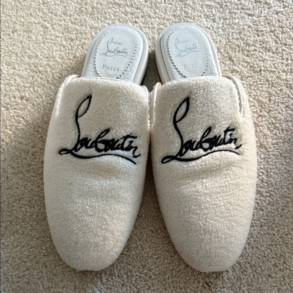 Christian Louboutin White Slippers